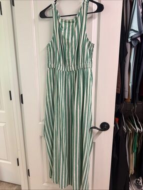 Target Green and White Striped Sleeveless Midi Dress